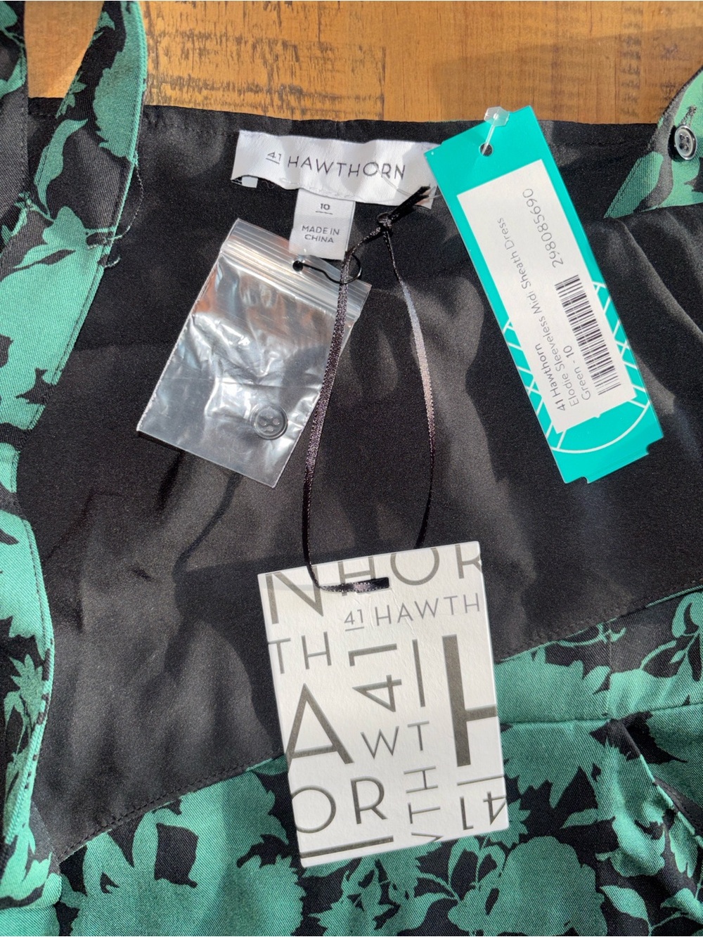 41 Hawthorn Green Floral Sheath Midi Dress green black Square Neck size 10 nwt! - Picture 8 of 15